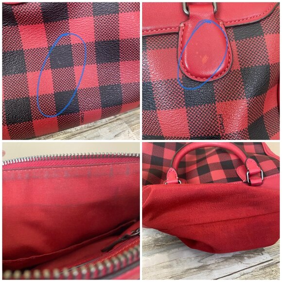 Coach Mini Bennett Satchel F38948 – Red Black Buffalo Plaid – Crossbody Bag - Picture 5 of 16
